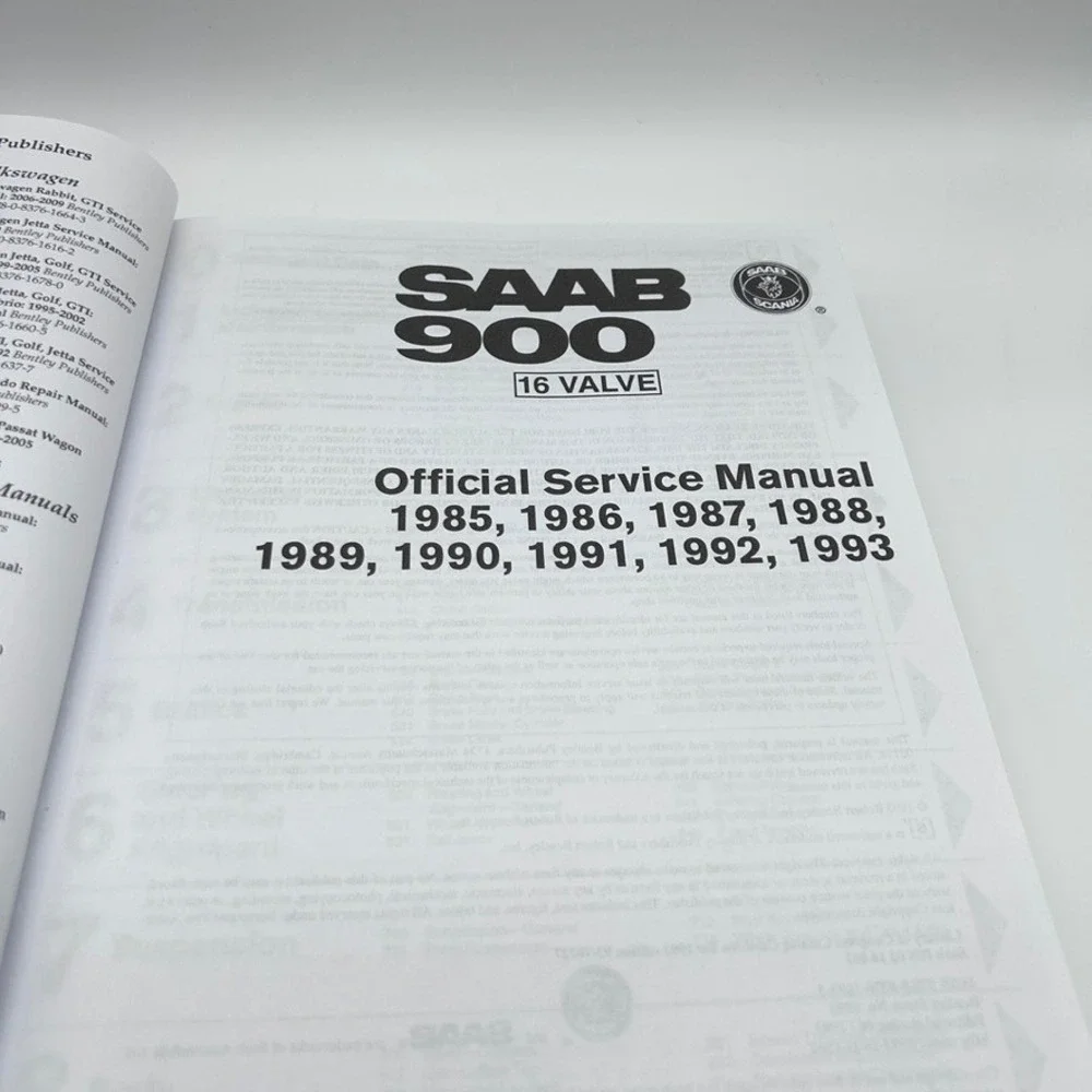 Saab 900 16 Valve‎ Official Service Manual 1985-1993 Bentley Publishers S993